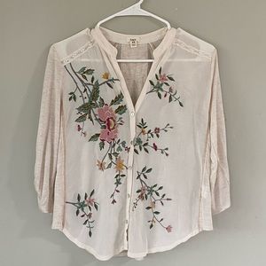 Anthropologie Tiny  floral embroidery  XS